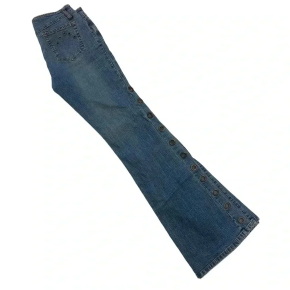 Garage Vintage Y2K Flare Bell Bottom Grommet  Detail Jeans Size 9 - Picture 8 of 15